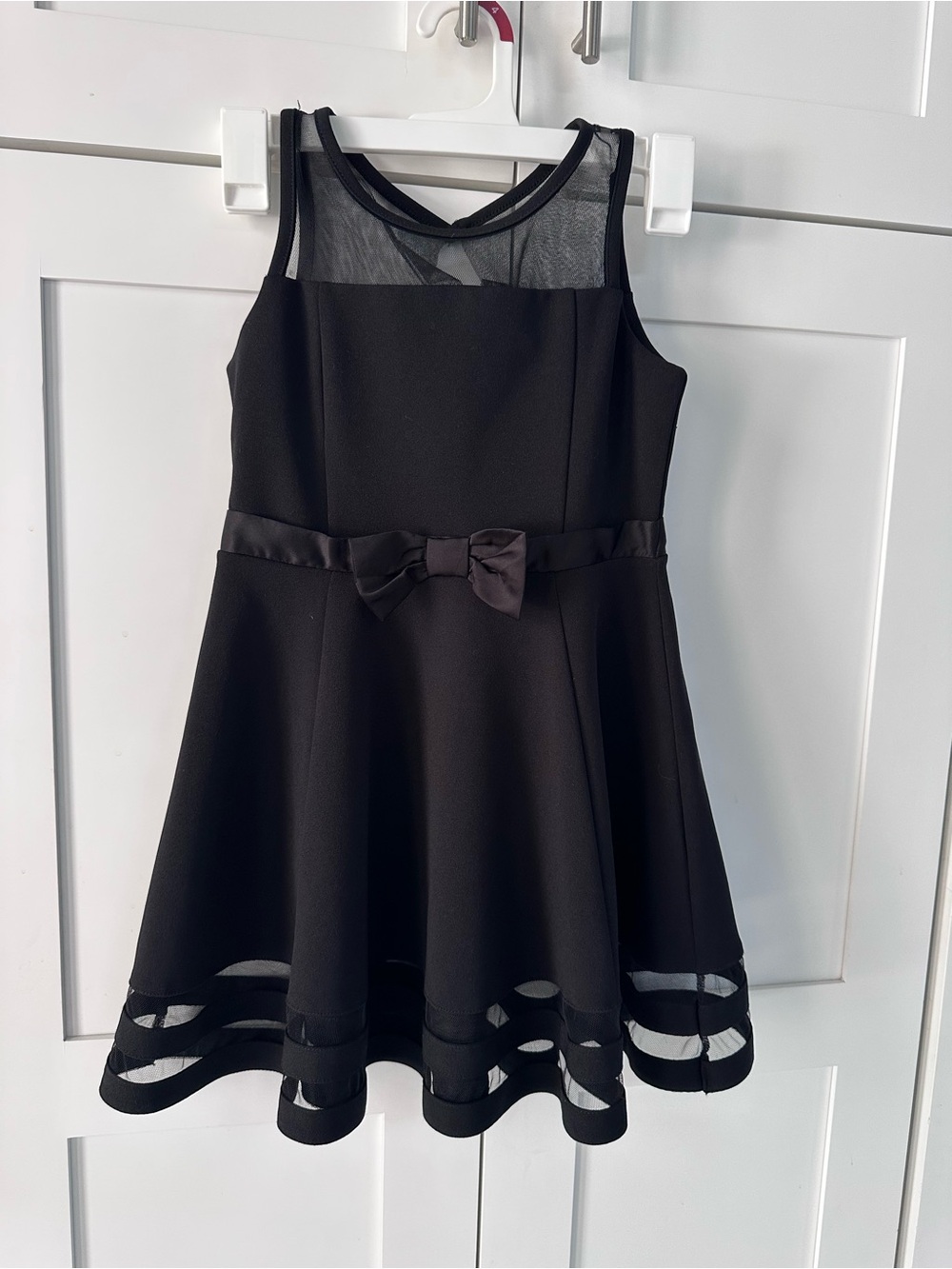 Calvin Klein Black Mesh Yoke Bow-Accent Girls' Party Dress